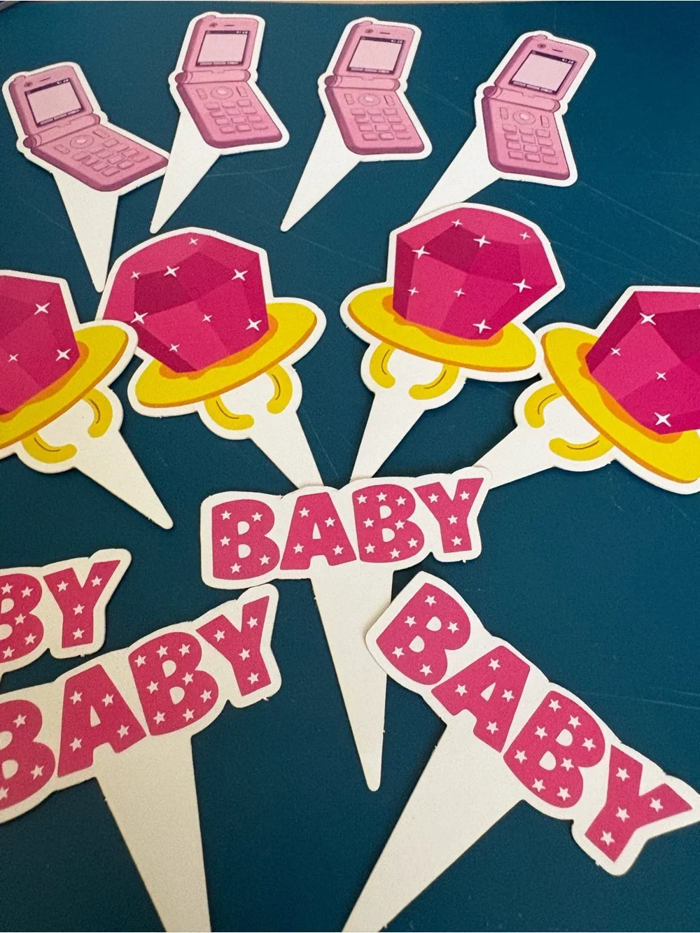Y2K Retro Baby Shower Cupcake Toppers Set